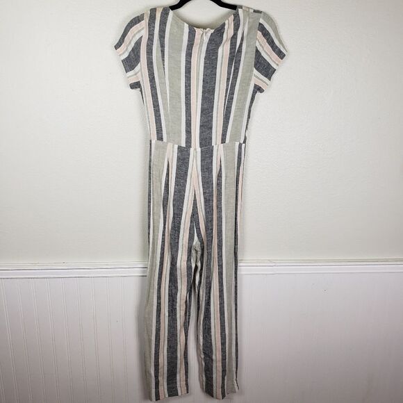 Urban Outfitters Women's Pink Blue Linen Blend Zip Up Long Jumpsuit Size Small - Picture 8 of 12